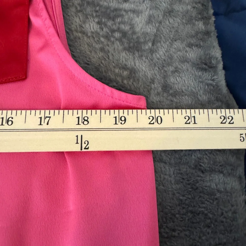 J.Crew Satin Bow-Neck Sleeveless Top Ruffle Mock Neck Pink Large